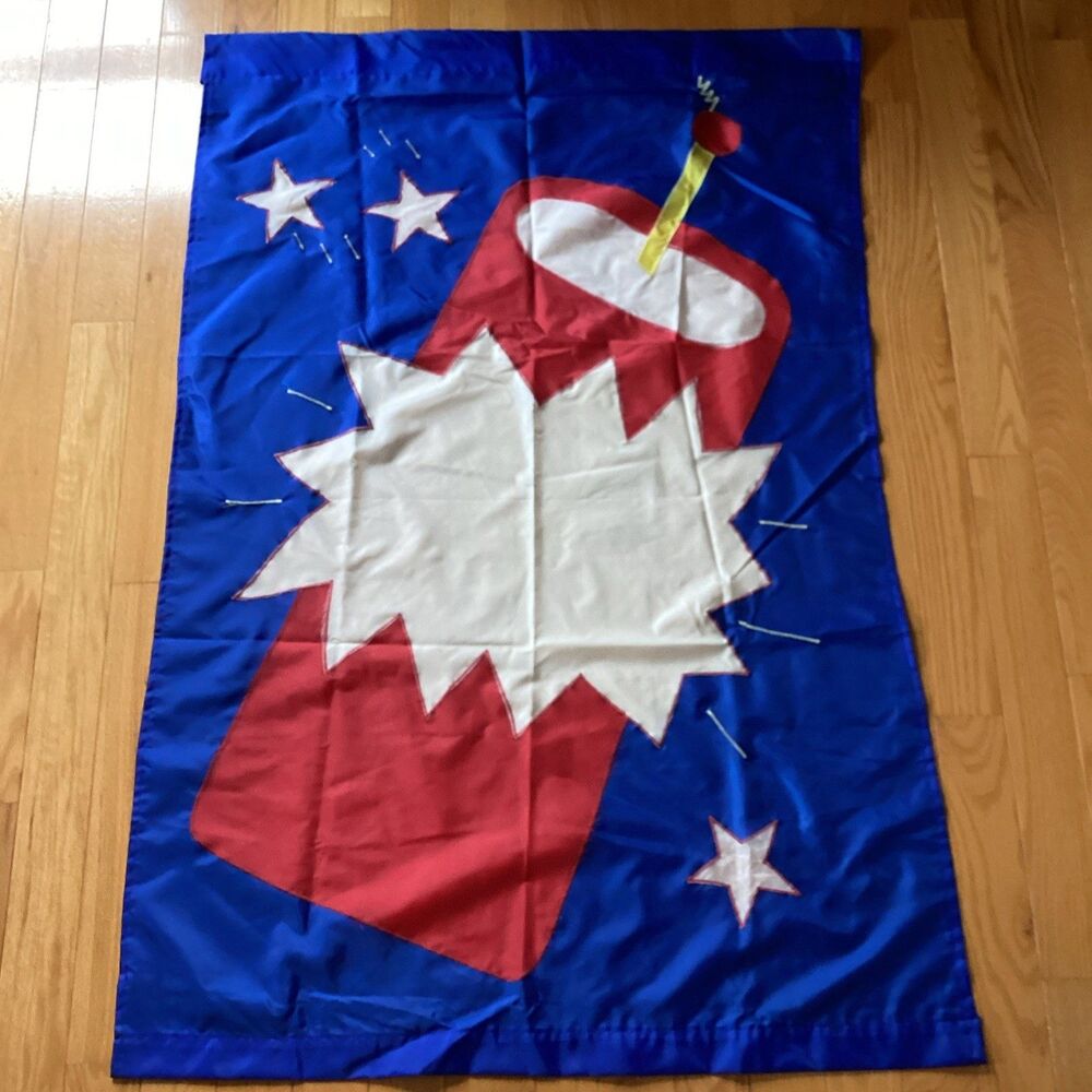 Fourth July Independence Day House Flag Nylon Firecracker Fireworks